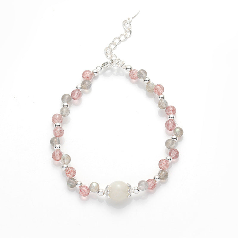 Crystal and Moonlight Stone Sterling Silver Bracelet - Fortune's Favor Collection