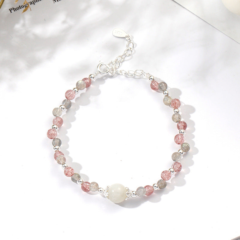 Crystal and Moonlight Stone Sterling Silver Bracelet - Fortune's Favor Collection