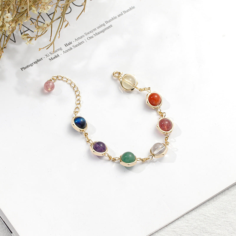 Korean Version Sweet Sen Series Crystal Bracelet with Colorful Beads