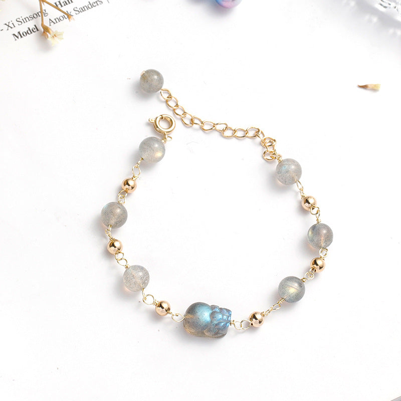 Fortune's Favor Sterling Silver Bracelet with Crystal Moonlight Stone