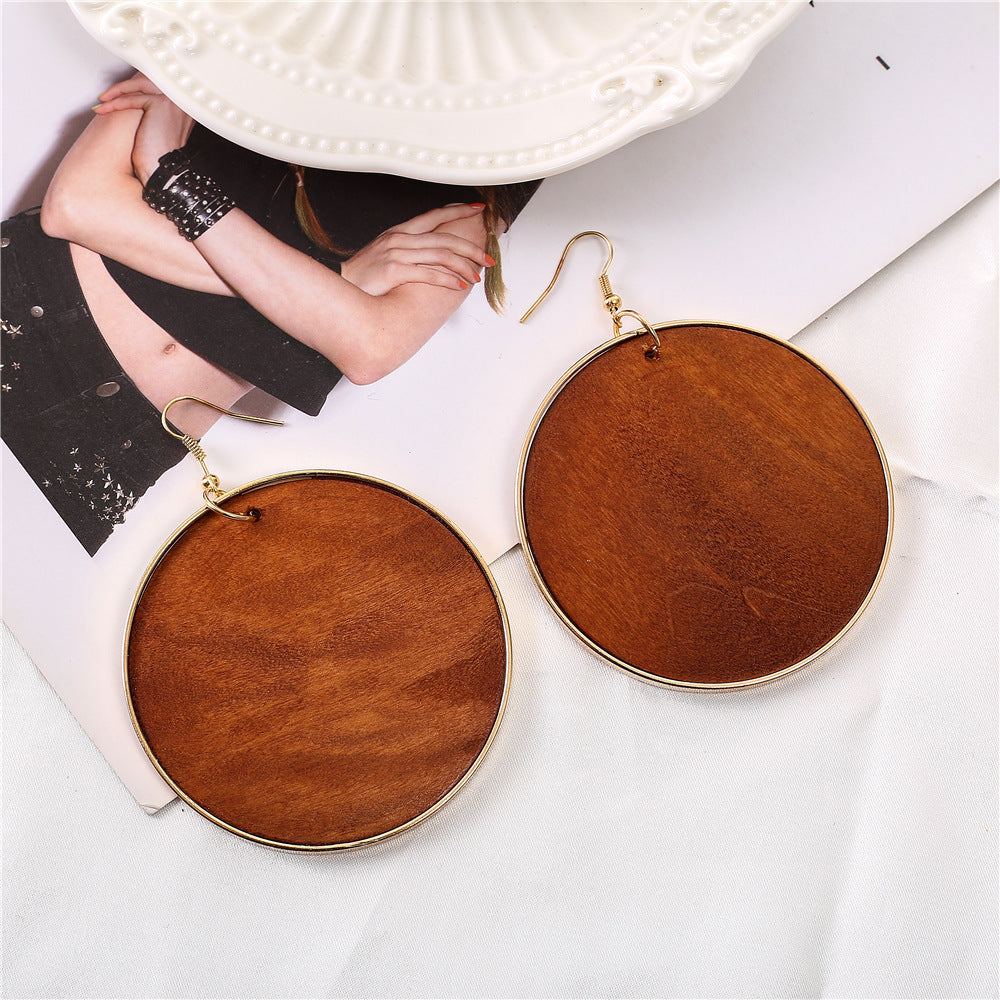 Exotic Wooden Statement Earrings with Metal Needles - Vienna Verve Collection