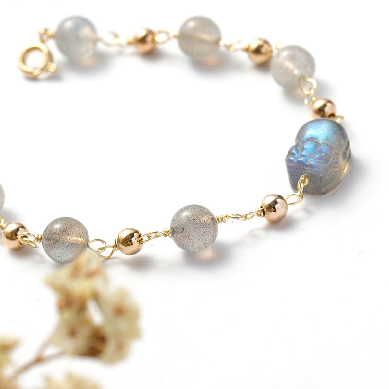 Fortune's Favor Sterling Silver Bracelet with Crystal Moonlight Stone