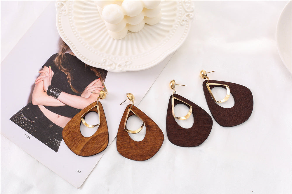 African Inspired Wood Statement Earrings