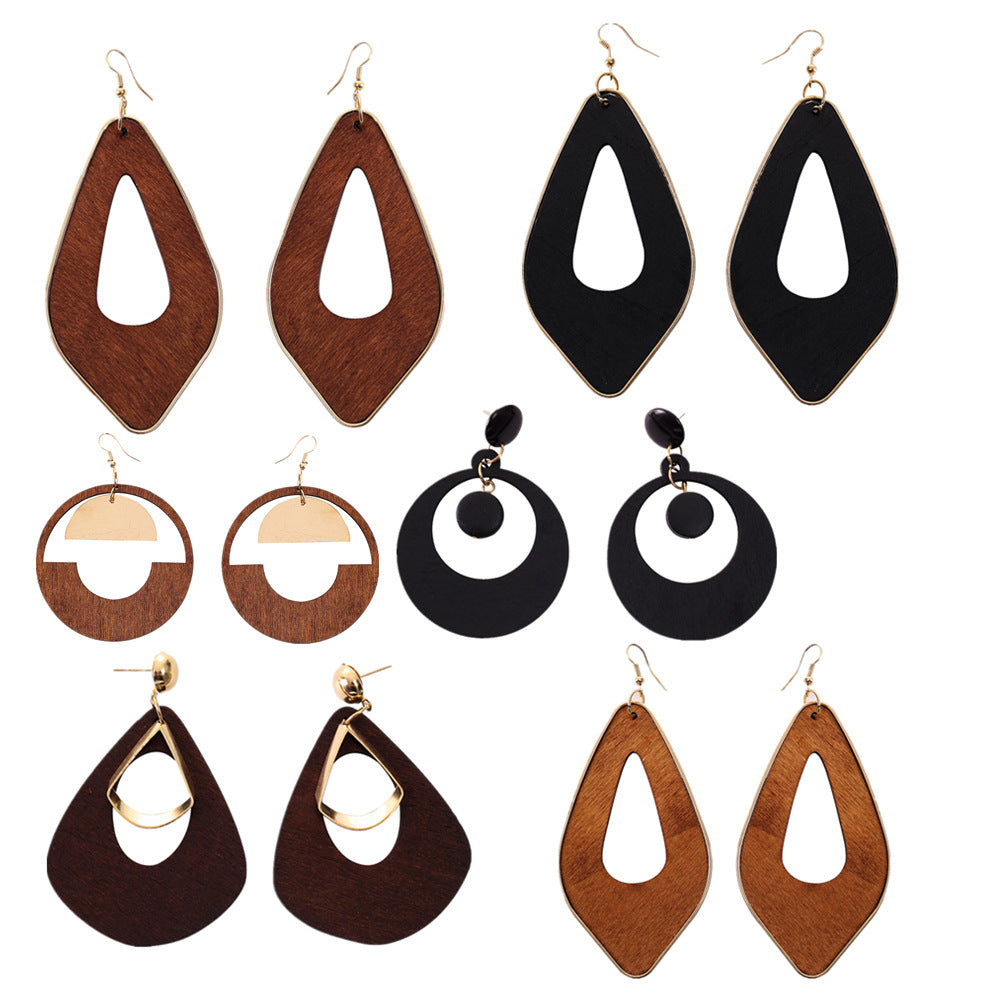 African Inspired Wood Statement Earrings