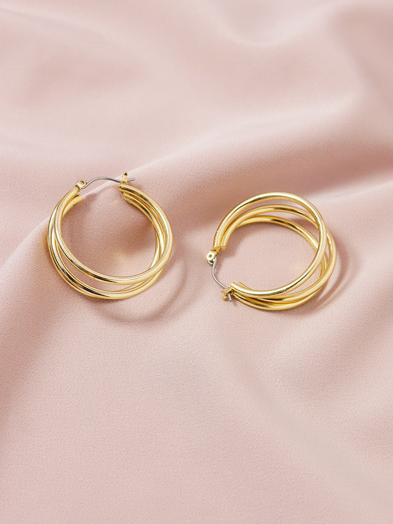 Elegant Circular Metal Earrings - Vienna Verve Collection