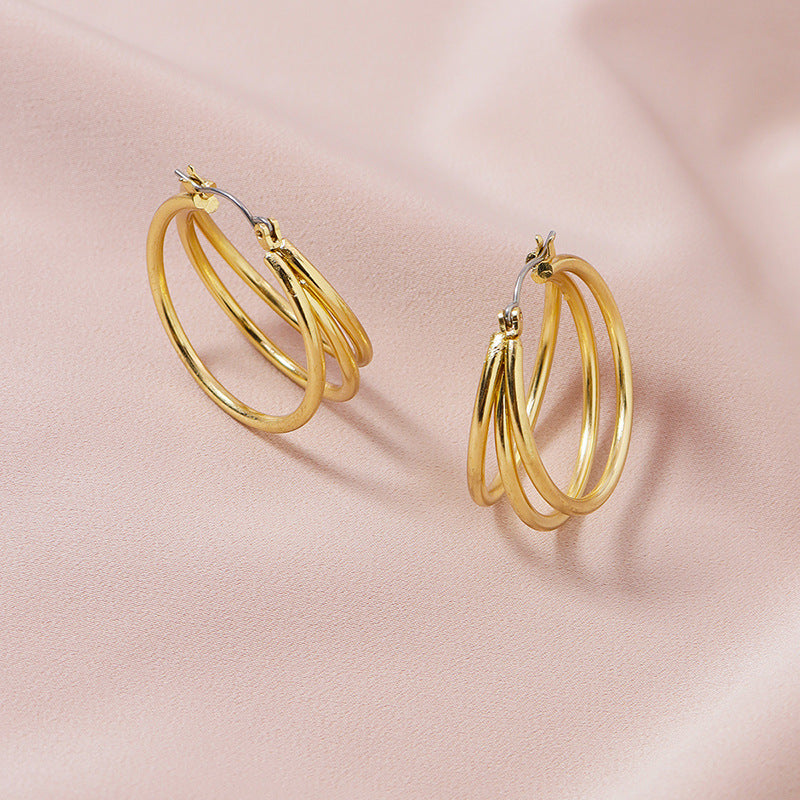 Elegant Circular Metal Earrings - Vienna Verve Collection