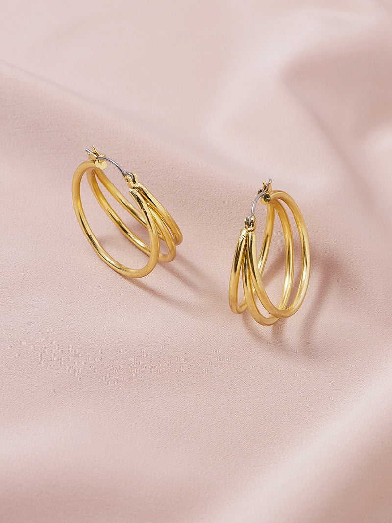 Elegant Circular Metal Earrings - Vienna Verve Collection