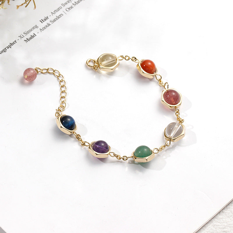 Korean Version Sweet Sen Series Crystal Bracelet with Colorful Beads