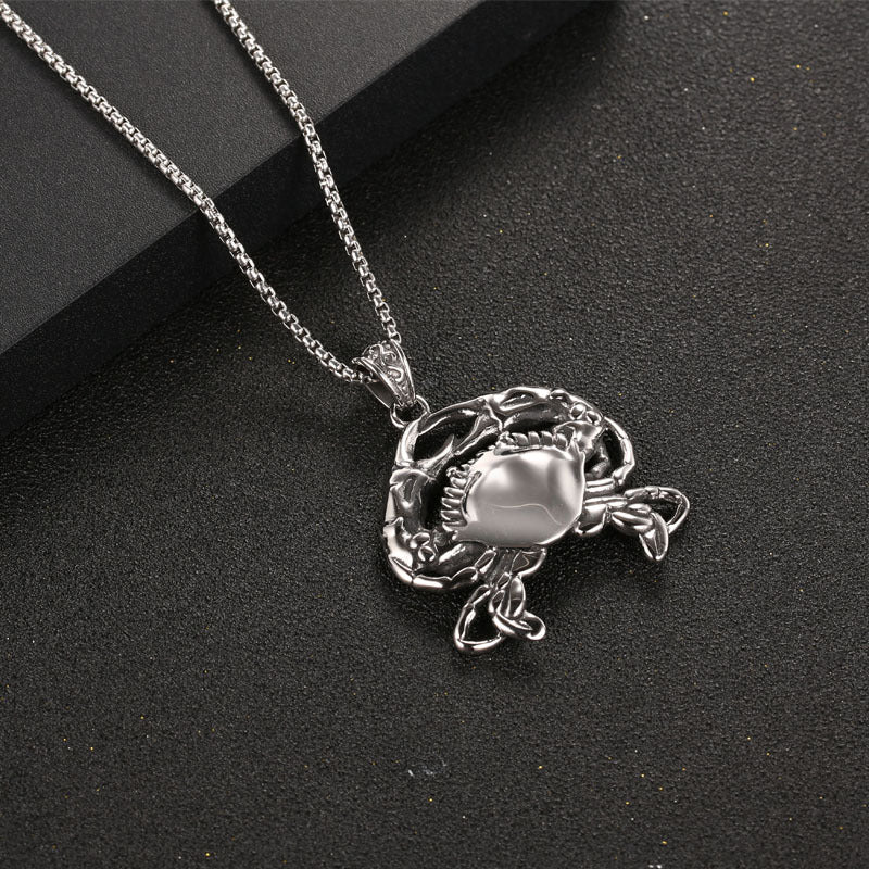 Titanium Steel Punk Style Men's Crab Pendant Necklace - Trendy and Unique Accessory