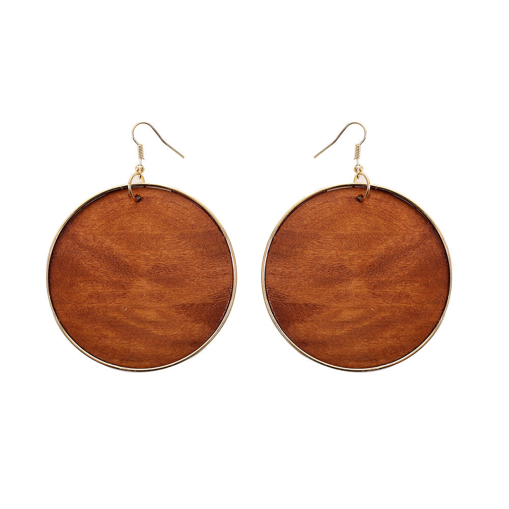 Exotic Wooden Statement Earrings with Metal Needles - Vienna Verve Collection