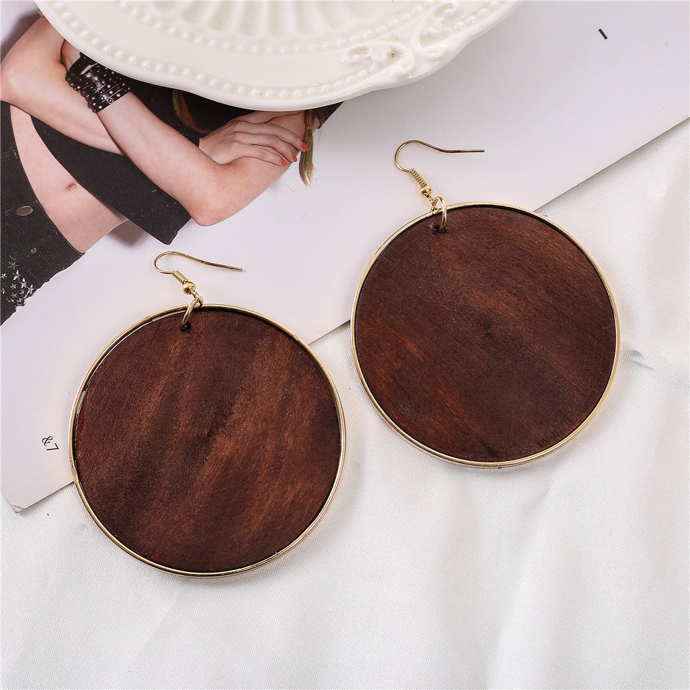 Exotic Wooden Statement Earrings with Metal Needles - Vienna Verve Collection