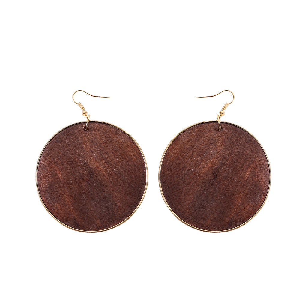 Exotic Wooden Statement Earrings with Metal Needles - Vienna Verve Collection