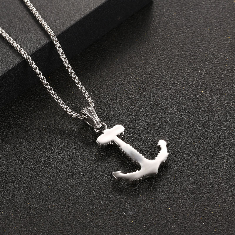 Vintage-Inspired Titanium Steel Anchor Necklace for Men