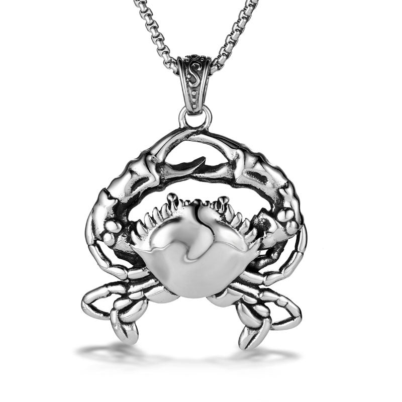 Titanium Steel Punk Style Men's Crab Pendant Necklace - Trendy and Unique Accessory