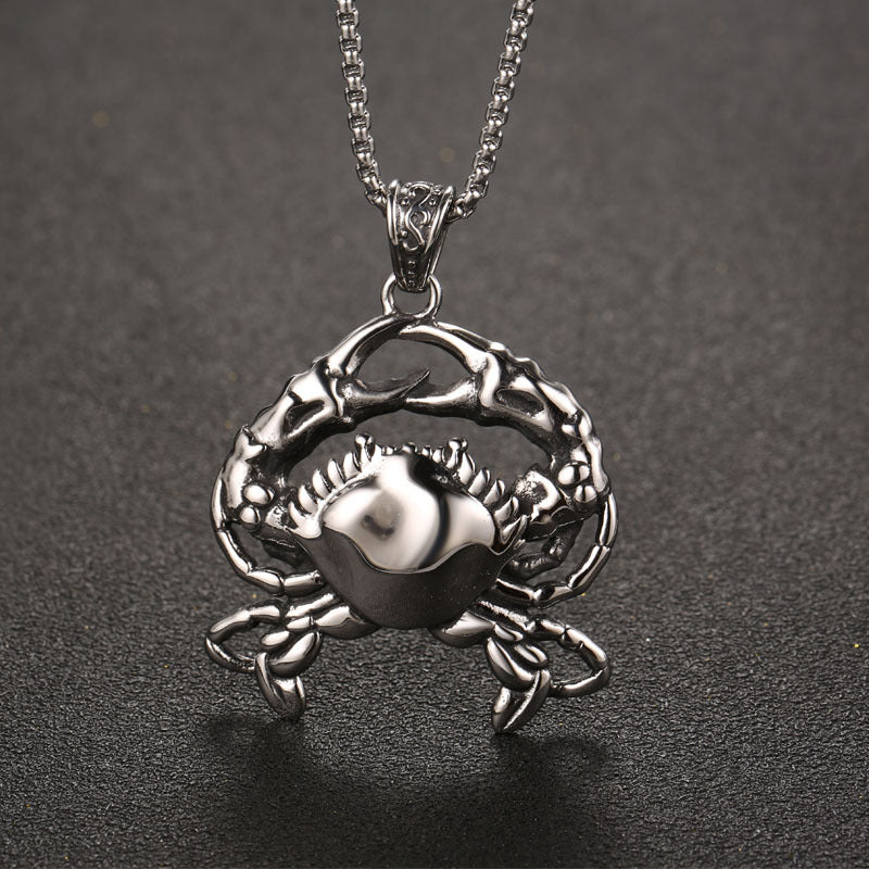 Titanium Steel Punk Style Men's Crab Pendant Necklace - Trendy and Unique Accessory