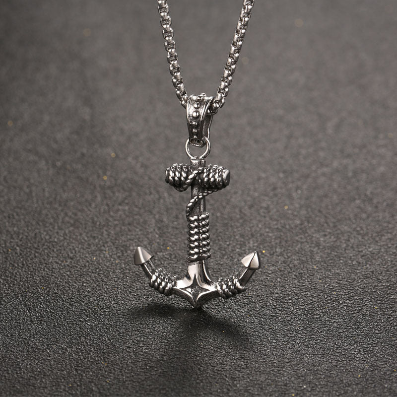 Vintage-Inspired Titanium Steel Anchor Necklace for Men