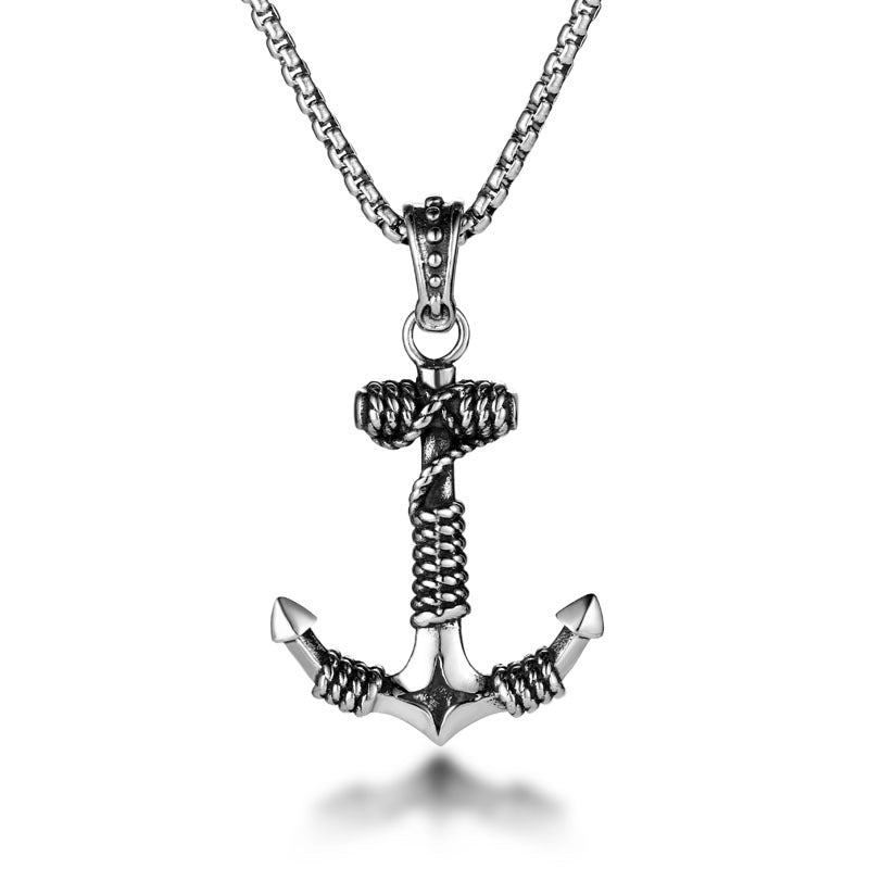 Vintage-Inspired Titanium Steel Anchor Necklace for Men