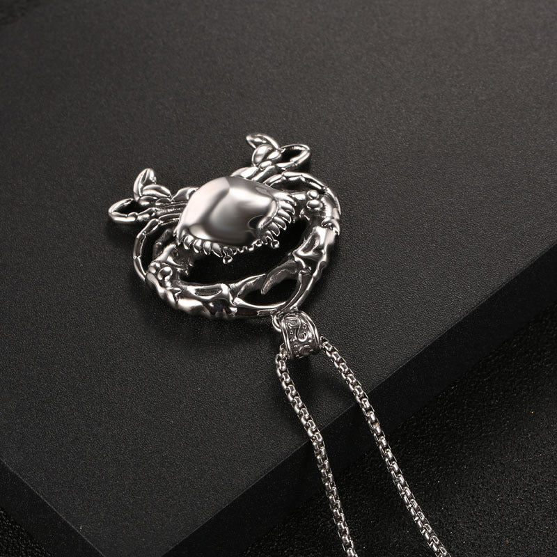 Titanium Steel Punk Style Men's Crab Pendant Necklace - Trendy and Unique Accessory