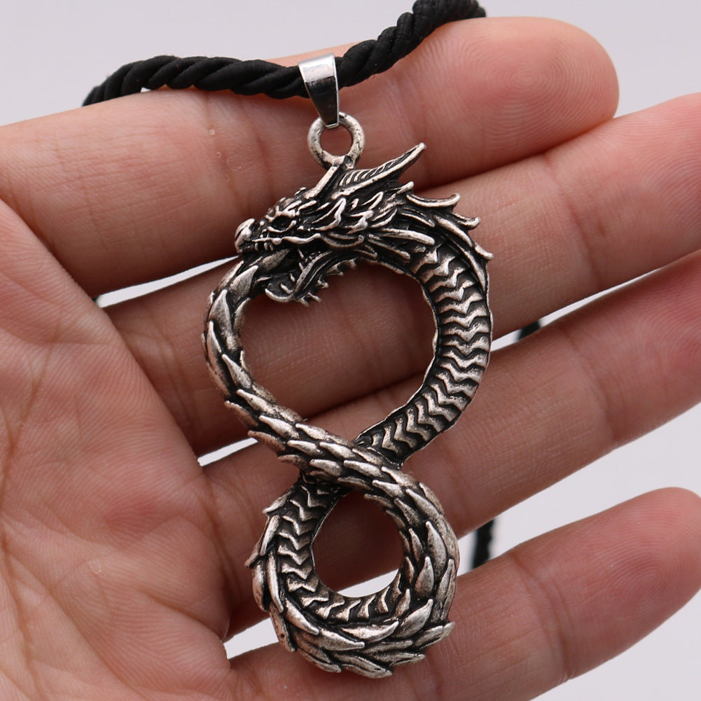 Viking Odin Dragon Necklace - Retro Silver Alloy Pendant for Men