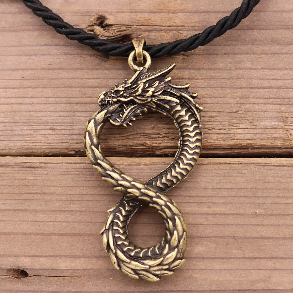 Viking Odin Dragon Necklace - Retro Silver Alloy Pendant for Men