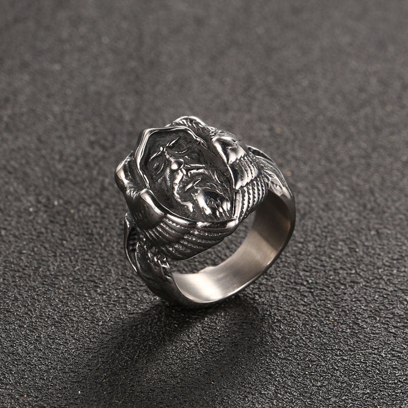 Titanium Steel Retro Men's Rings with Personalized Elderly Figure Design