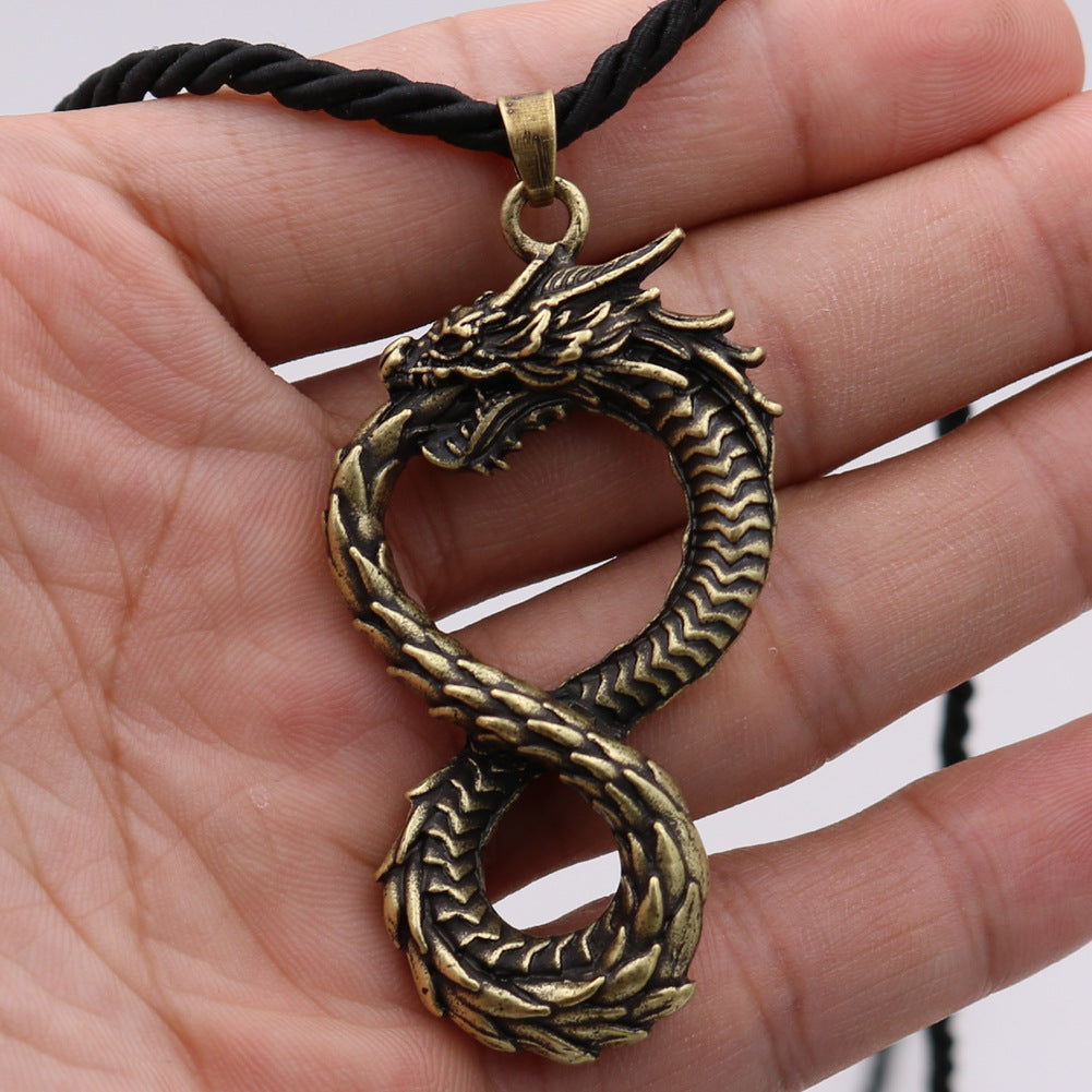 Viking Odin Dragon Necklace - Retro Silver Alloy Pendant for Men