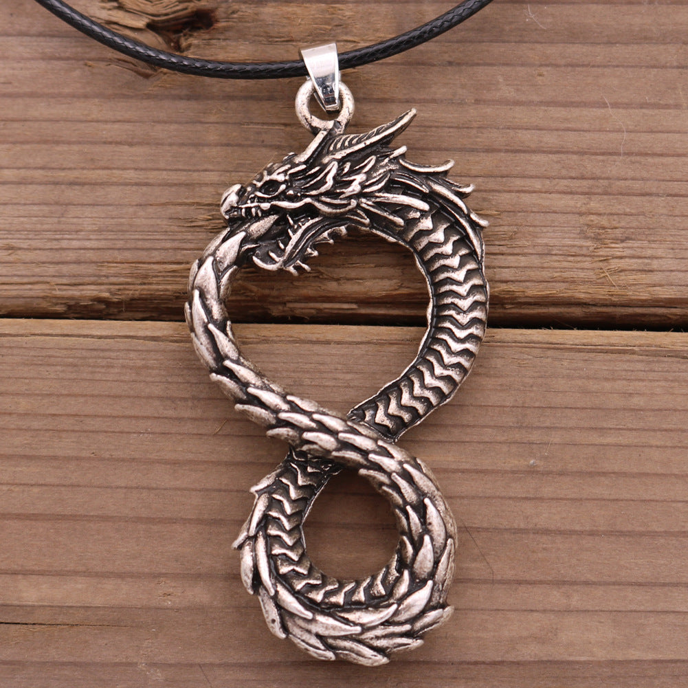 Viking Odin Dragon Necklace - Retro Silver Alloy Pendant for Men