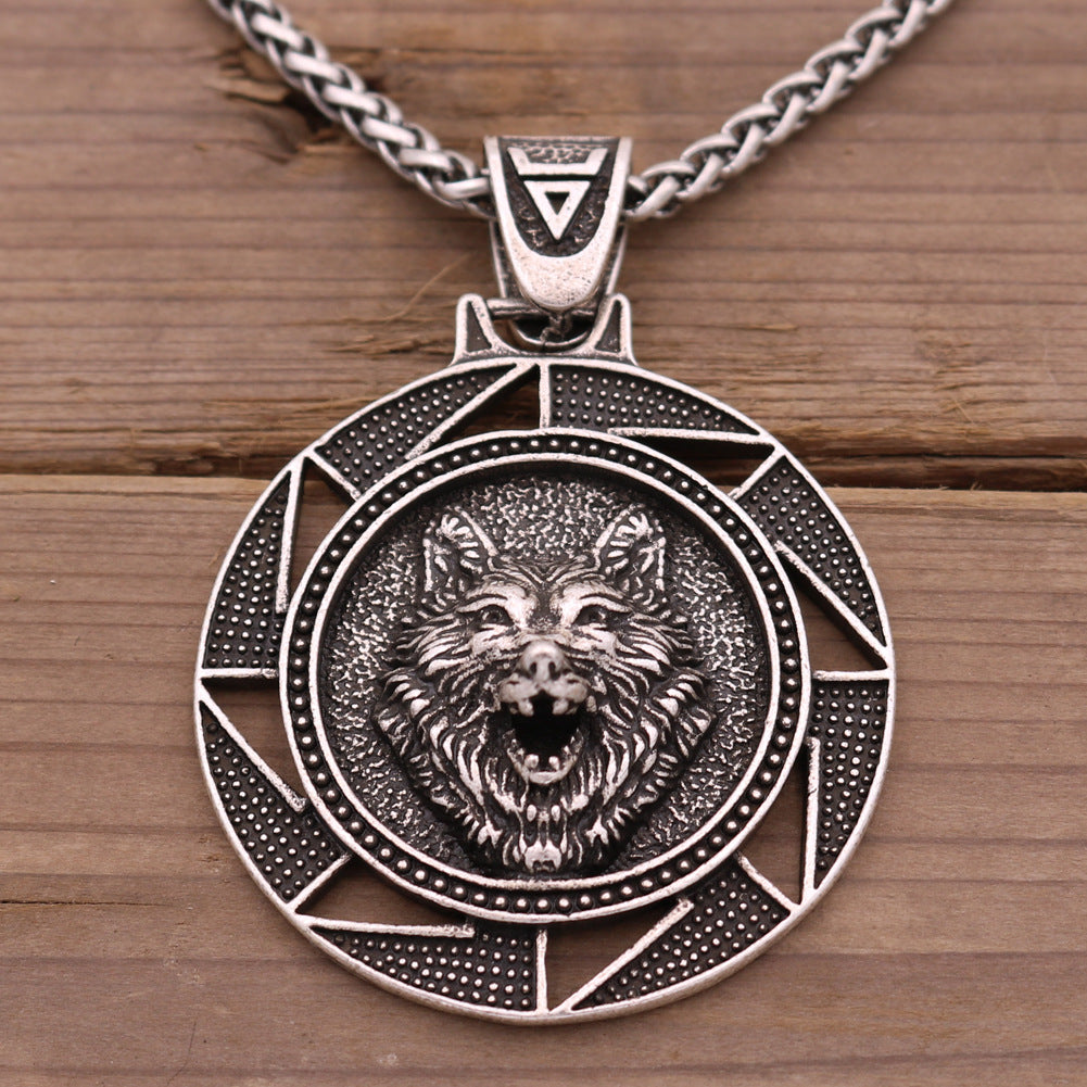 Viking Celtic Wolf Head Necklace - Retro Men's Personalized Pendant