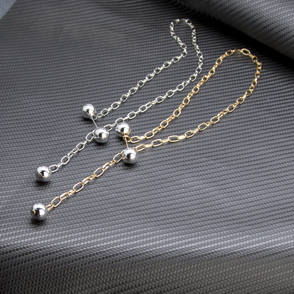 Fishbone Chain Dumbbell Necklace with Pearl Pendant