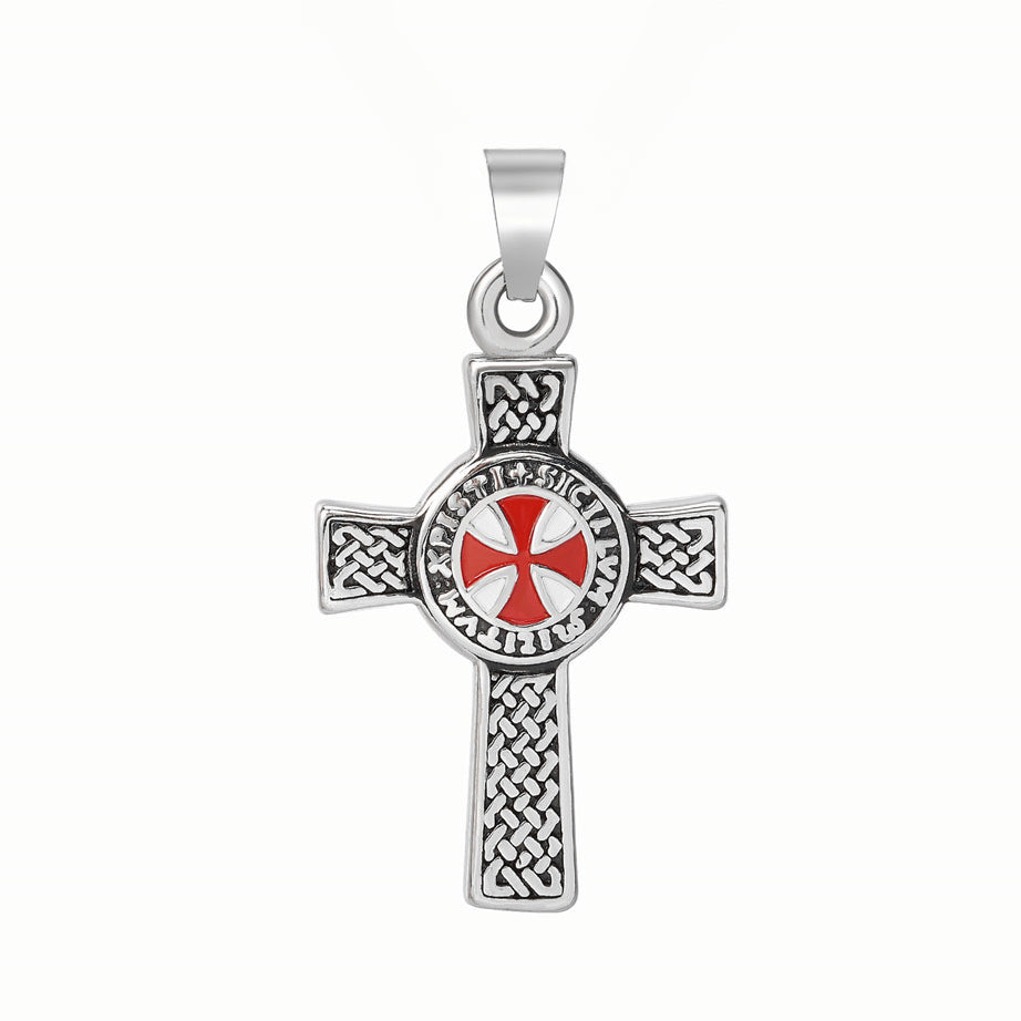 Red Cross Celtic Cross Titanium Steel Pendant for Men