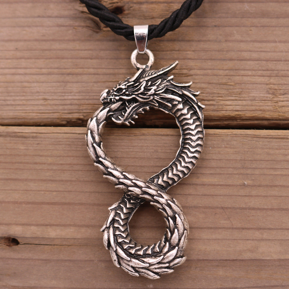 Viking Odin Dragon Necklace - Retro Silver Alloy Pendant for Men