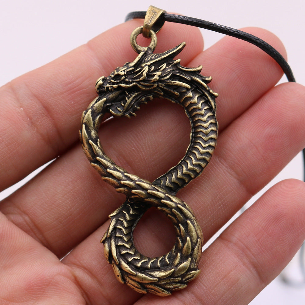 Viking Odin Dragon Necklace - Retro Silver Alloy Pendant for Men