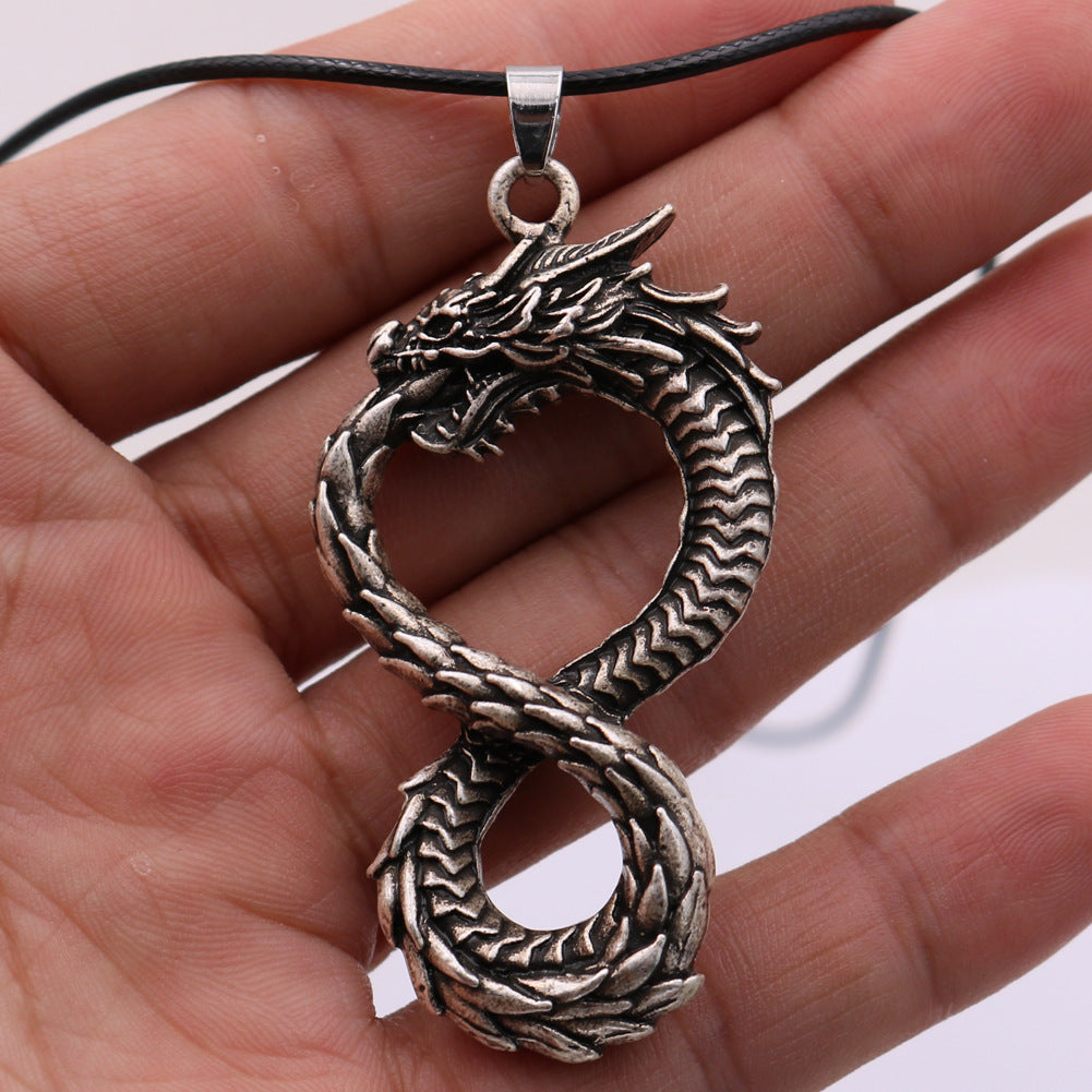 Viking Odin Dragon Necklace - Retro Silver Alloy Pendant for Men