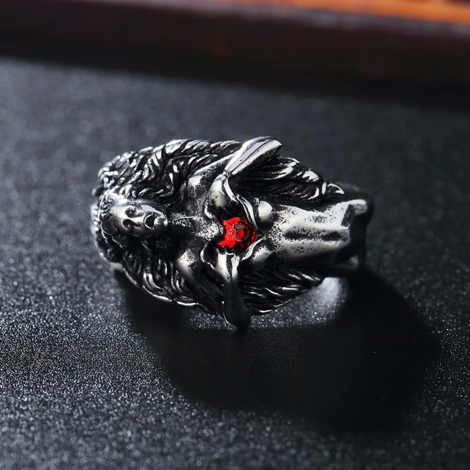 Halloween Open Heart Ghost Titanium Steel Ring for Men