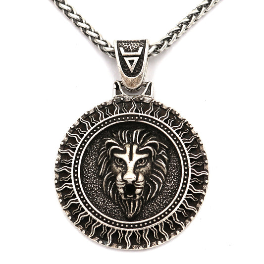 Lion Head Metal Pendant Necklace - Norse Legacy Collection