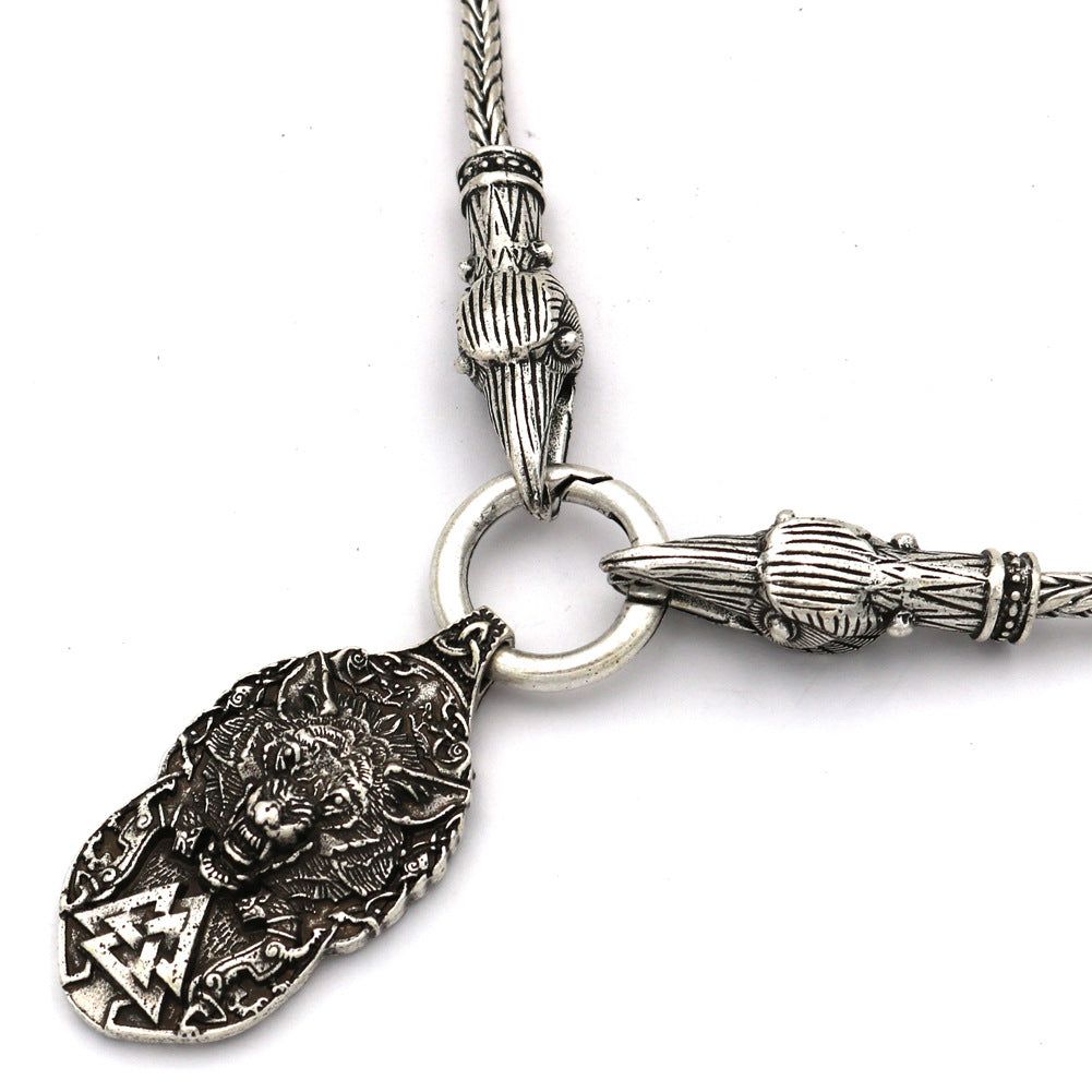 Viking Wolf Head Men's Necklace - Norse Legacy Collection