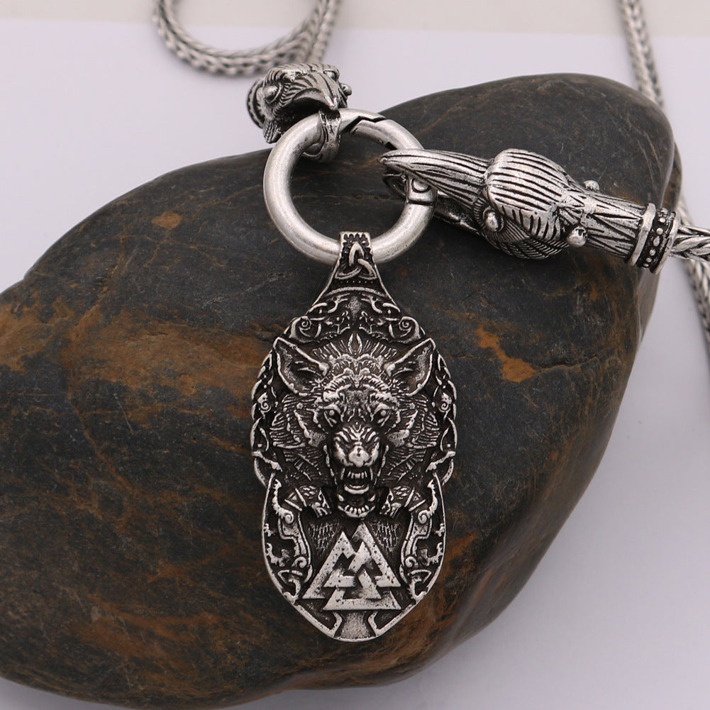 Viking Wolf Head Men's Necklace - Norse Legacy Collection