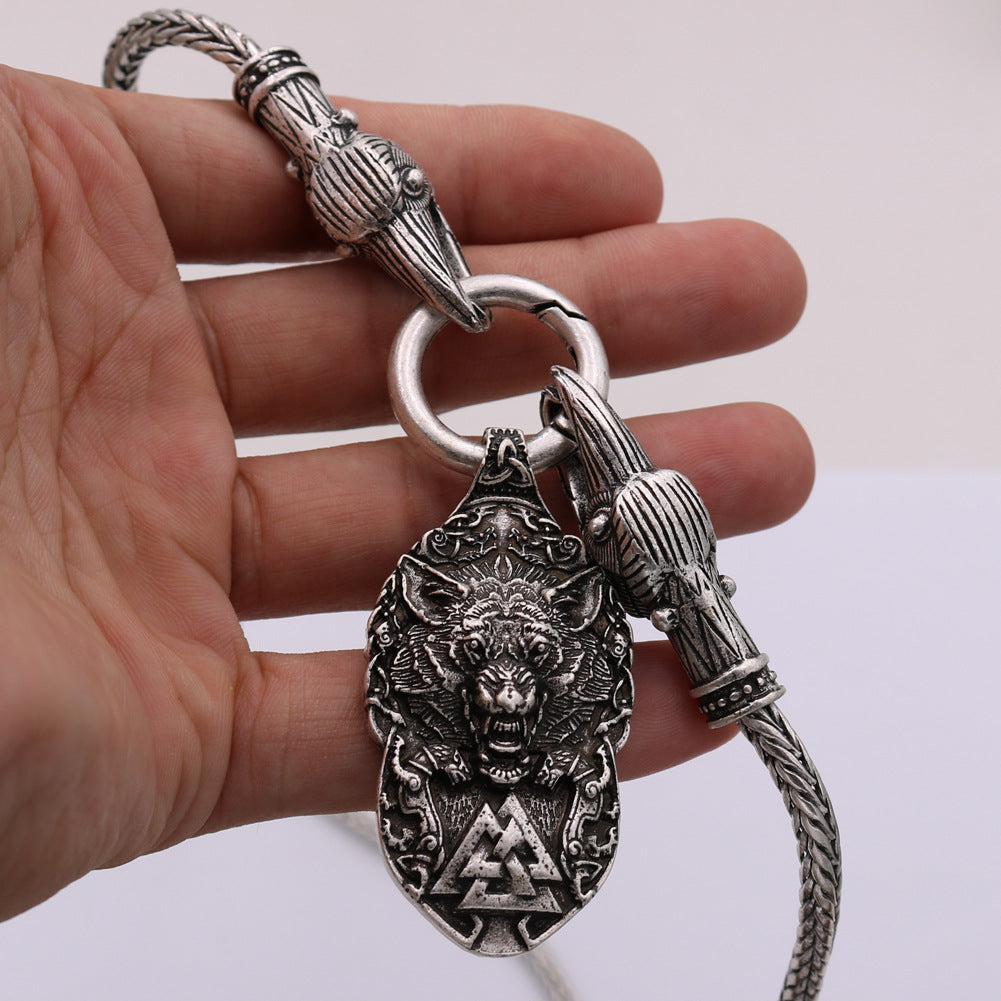 Viking Wolf Head Men's Necklace - Norse Legacy Collection