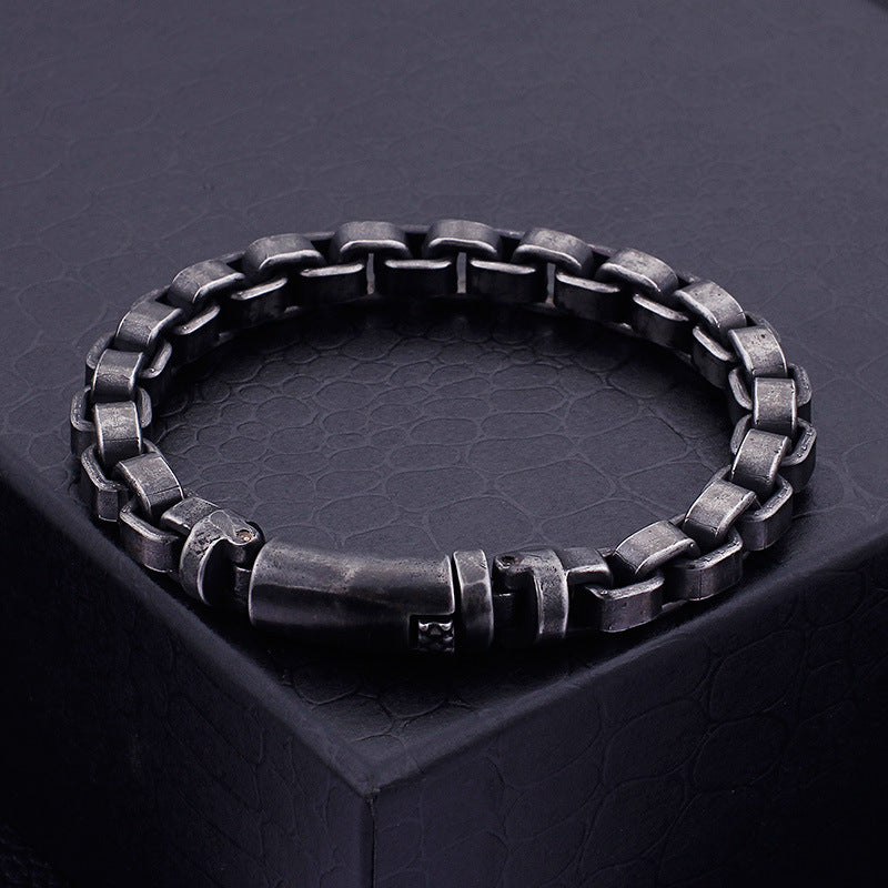 Stylish Men's Titanium Steel Bracelet - Retro Personalized Stainless Steel Hand Jewelry for Everyday Wear