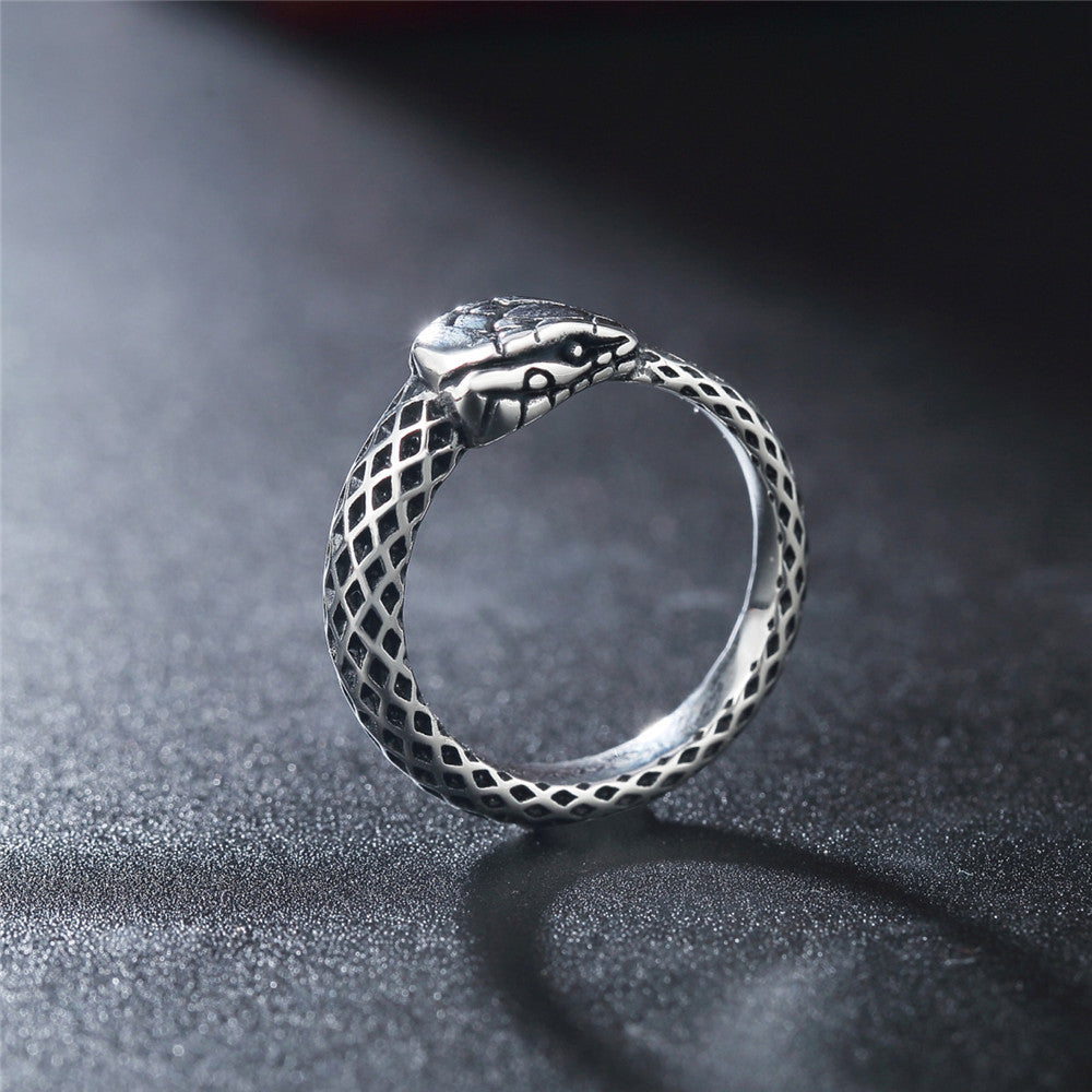 Retro Ouroboros Snake Titanium Steel Ring for Men