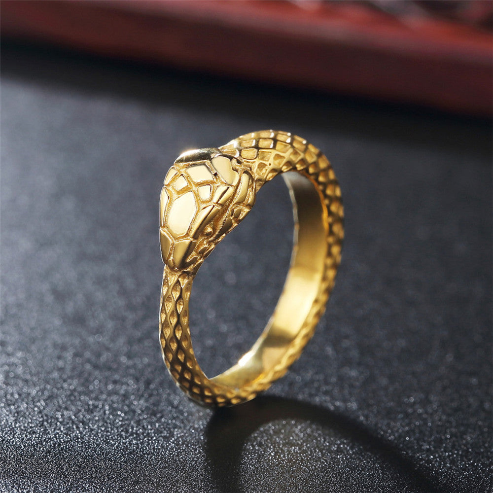 Retro Ouroboros Snake Titanium Steel Ring for Men