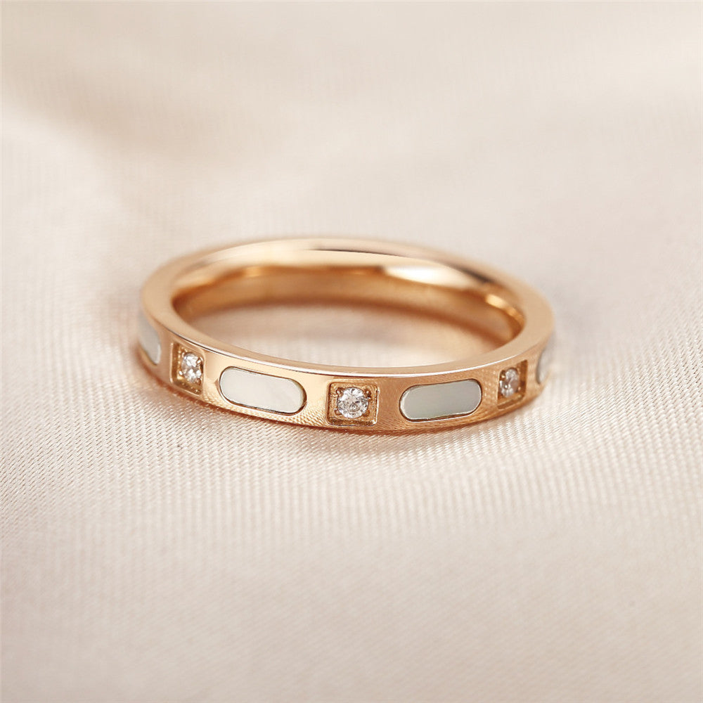 Cute Rose Gold Shell Ring for Women, Korean Style