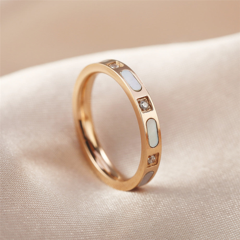 Cute Rose Gold Shell Ring for Women, Korean Style