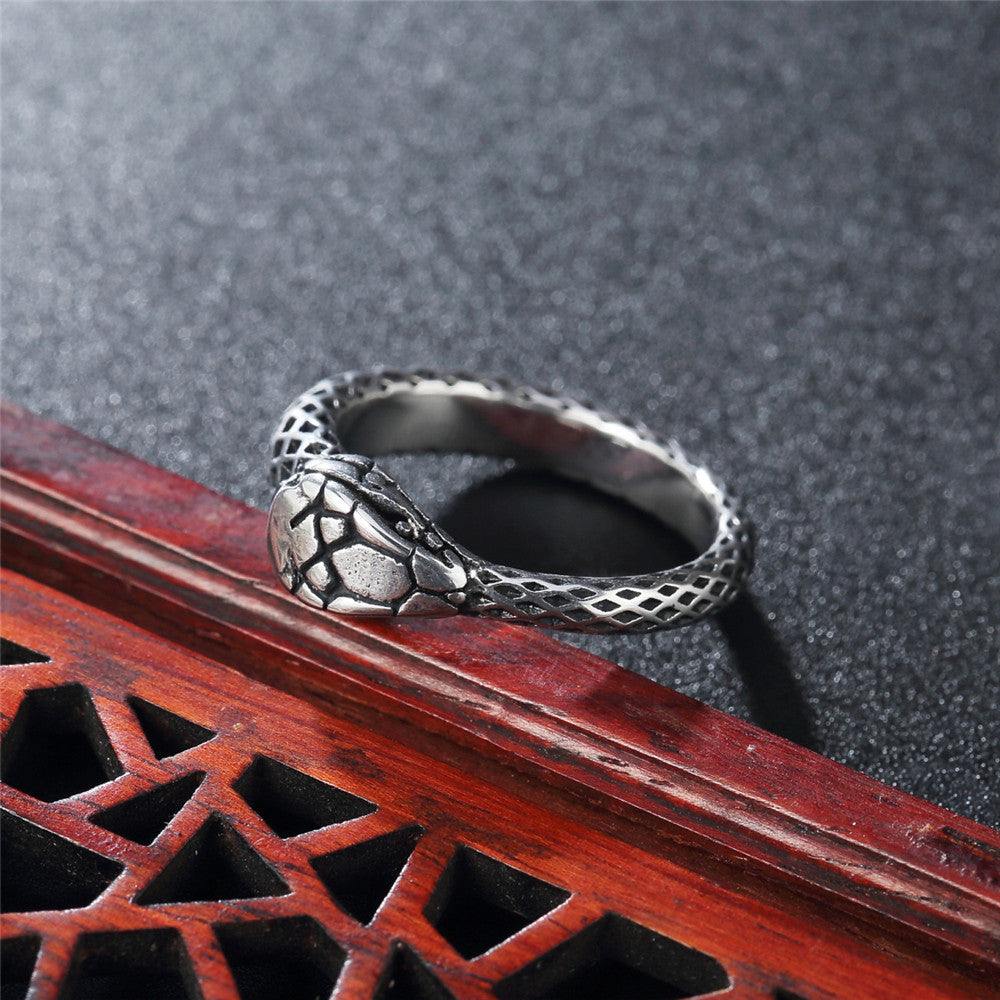 Retro Ouroboros Snake Titanium Steel Ring for Men