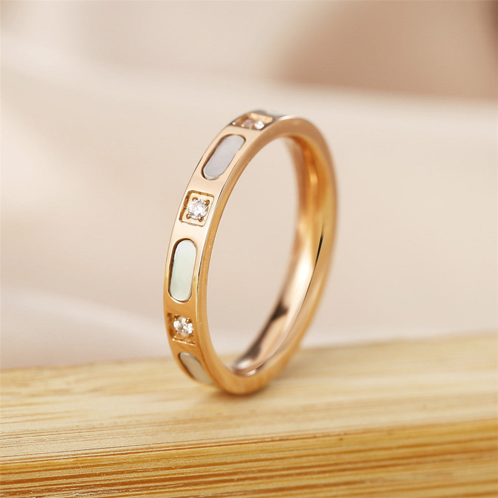 Cute Rose Gold Shell Ring for Women, Korean Style