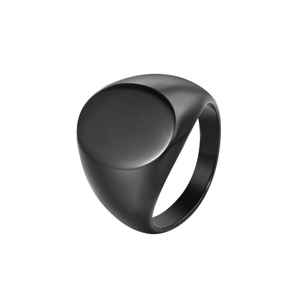 Men's Oval Titanium Steel Ring with Simple Smooth European and American Fashion