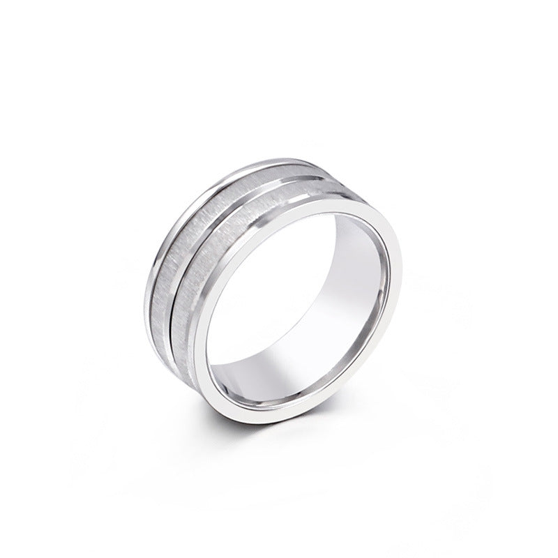 Men's Titanium Steel Brushed Ring - Creative Simple Stainless Steel Accessory Inspired by European and American Fashion Trends