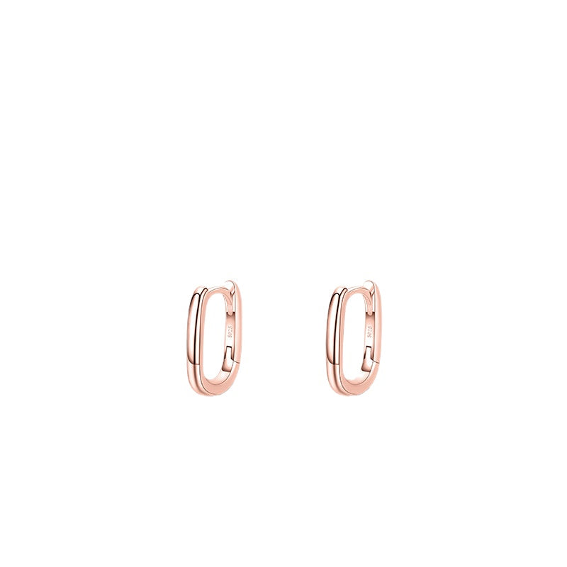 S925 Sterling Silver Geometric Shape Earrings with Plain Face