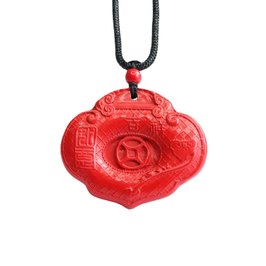 Auspicious Vermilion Sand Fortune Pendant with Cinnabar Stone