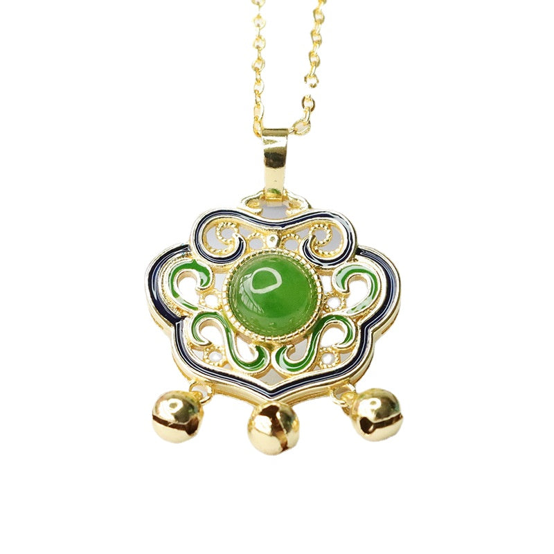 Fortune's Favor Sterling Silver Jade Ruyi Lock Necklace